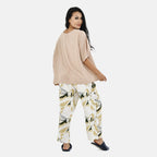 Tamsy 100% Viscose Loungewear Sets (Size M,12-14) - Khaki Brown & White_7490051_1