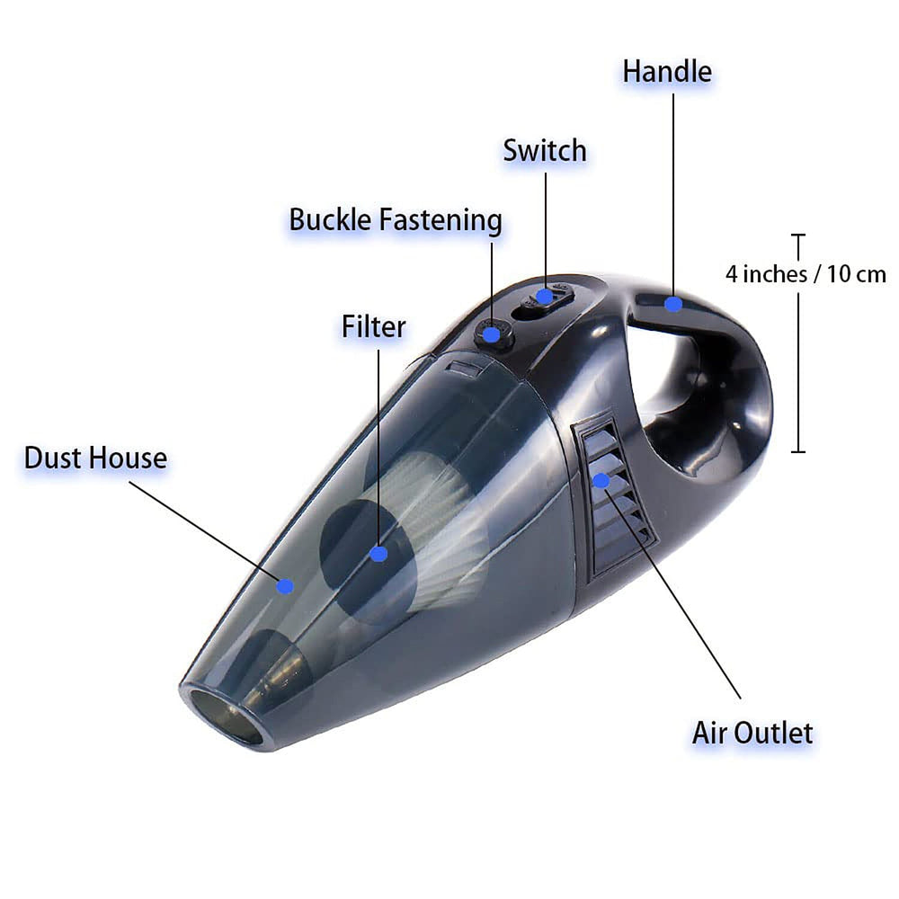 Portable Car Vacuum Cleaner - (Cigarette Lighter Port and 3m Cable) - 12V