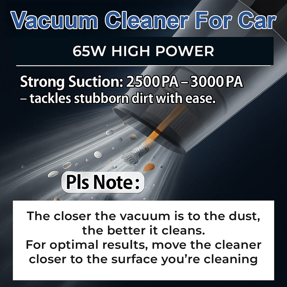 Portable Car Vacuum Cleaner - (Cigarette Lighter Port and 3m Cable) - 12V