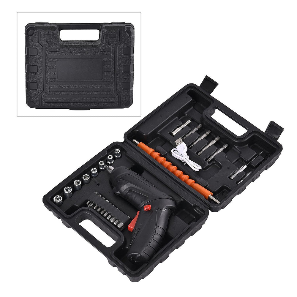 Rechargeable Electric Screwdriver PLUS 47 Pcs Screw Set (100w 3.2aH) - Black