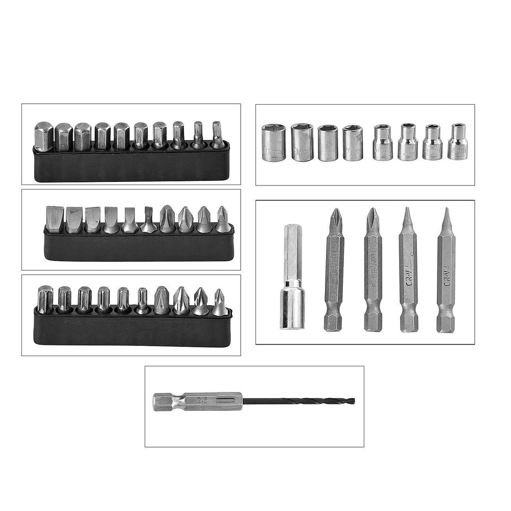 Rechargeable Electric Screwdriver PLUS 47 Pcs Screw Set (100w 3.2aH) - Black