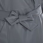 Tamsy Faux Leather Long Belted Coat with Adjustable Cuffs (Size M,12-14) - Dark Grey_7524952_6