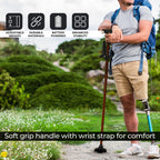 Easy Up Walking Cane with 2 Handles, Anti Slip Base and Light (2xAAA,Not Included) - Red
