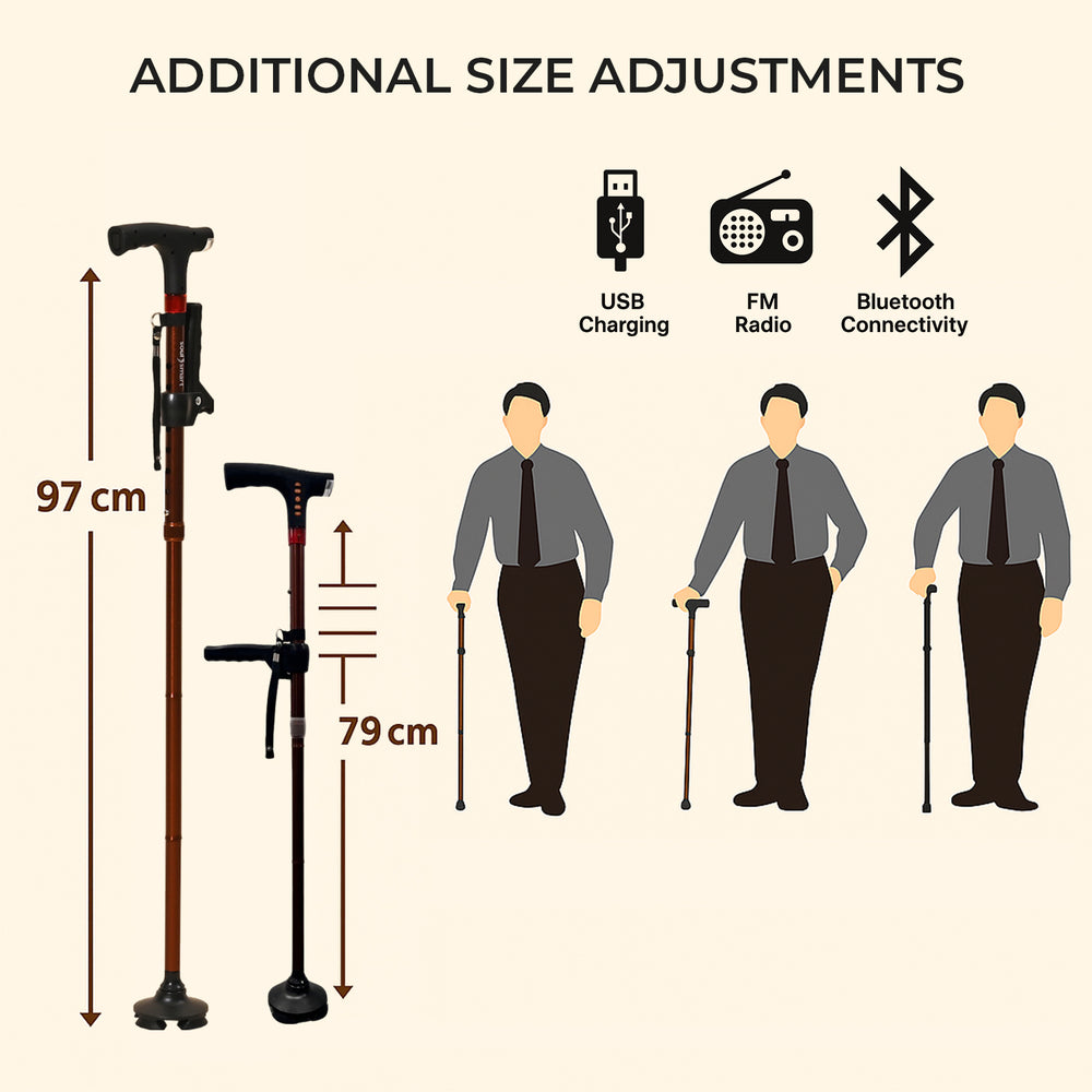 Easy Up Walking Cane with 2 Handles, Anti Slip Base and Light (2xAAA,Not Included) - Red_7534760_6