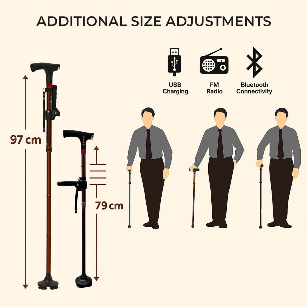 Easy Up Walking Cane with 2 Handles, Anti Slip Base and Light (2xAAA,Not Included) - Red_7534760_6