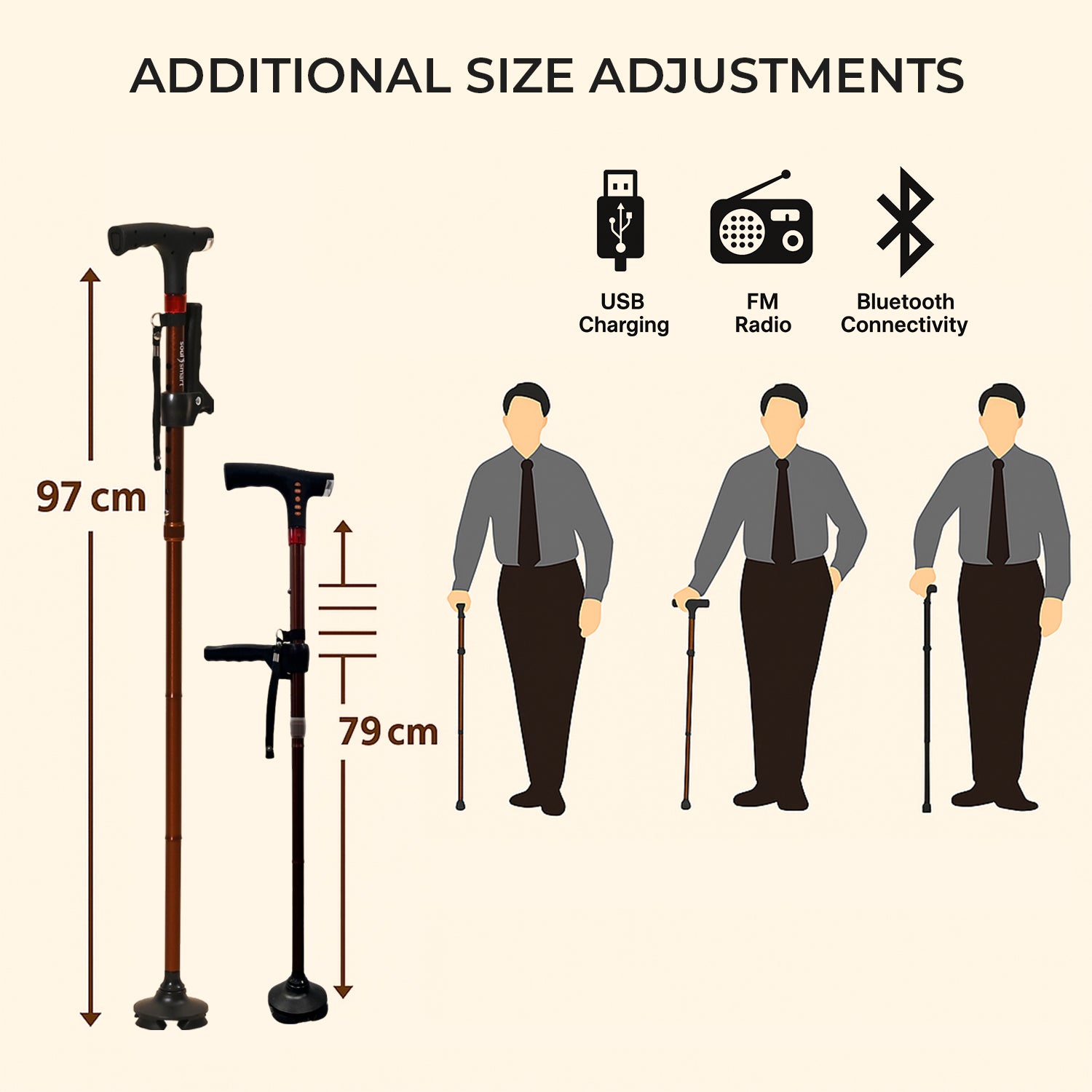 Easy Up Walking Cane with 2 Handles, Anti Slip Base and Light (2xAAA,Not Included) - Red_7534760_6