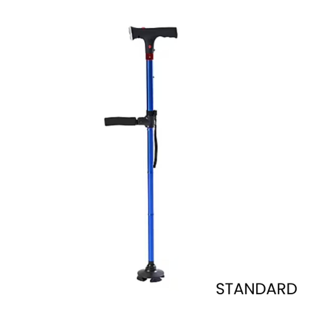 Easy Up Walking Cane with 2 Handles, Anti Slip Base and Light (2xAAA,Not Included) - Blue