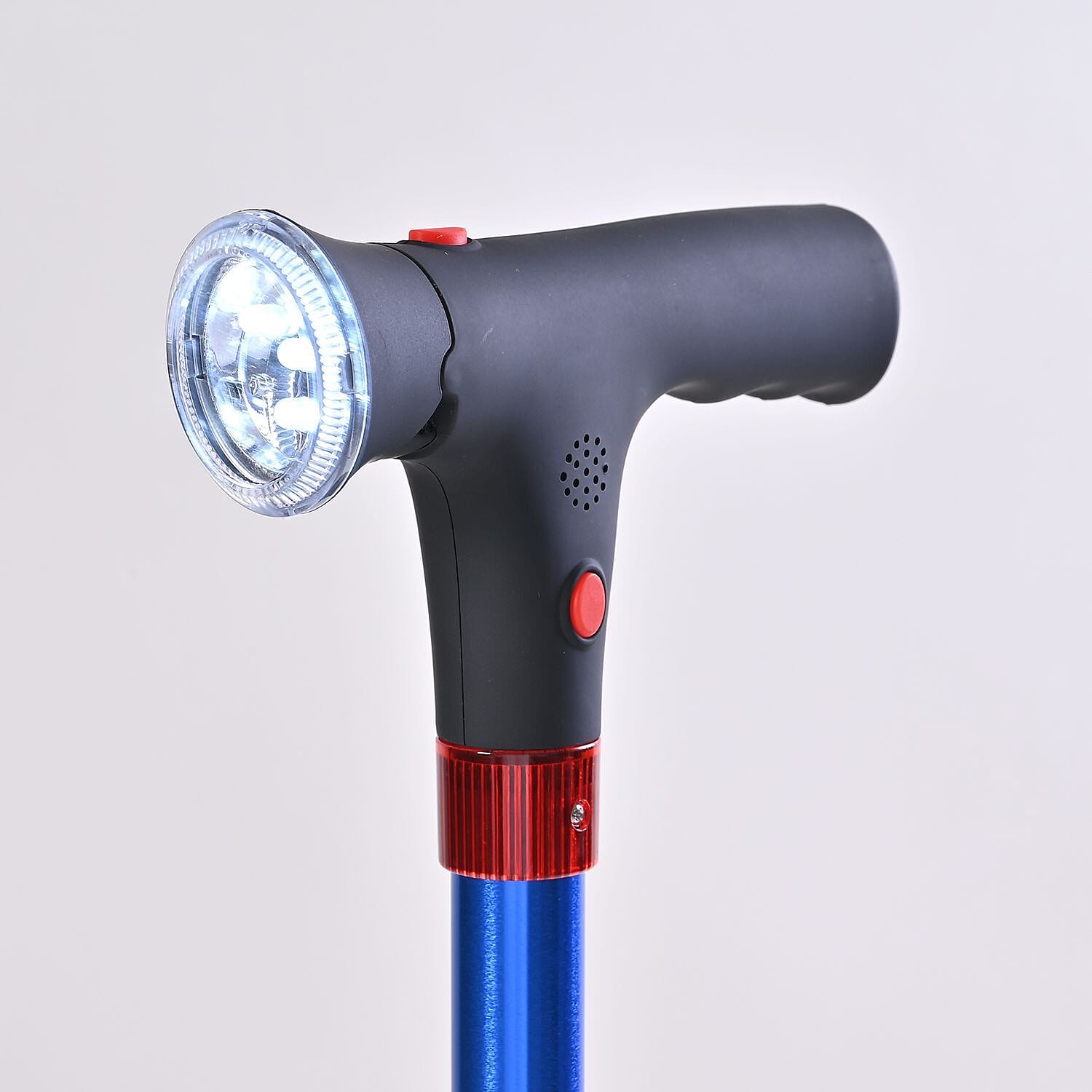 Easy Up Walking Cane with 2 Handles, Anti Slip Base and Light (2xAAA,Not Included) - Blue