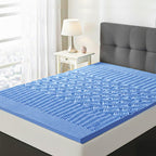 5 Zone Memory Foam Cool Gel Mattress Topper (King Size, 200x150x4 cm) - Blue