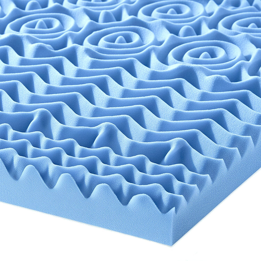 5 Zone Memory Foam Cool Gel Mattress Topper (King Size, 200x150x4 cm) - Blue