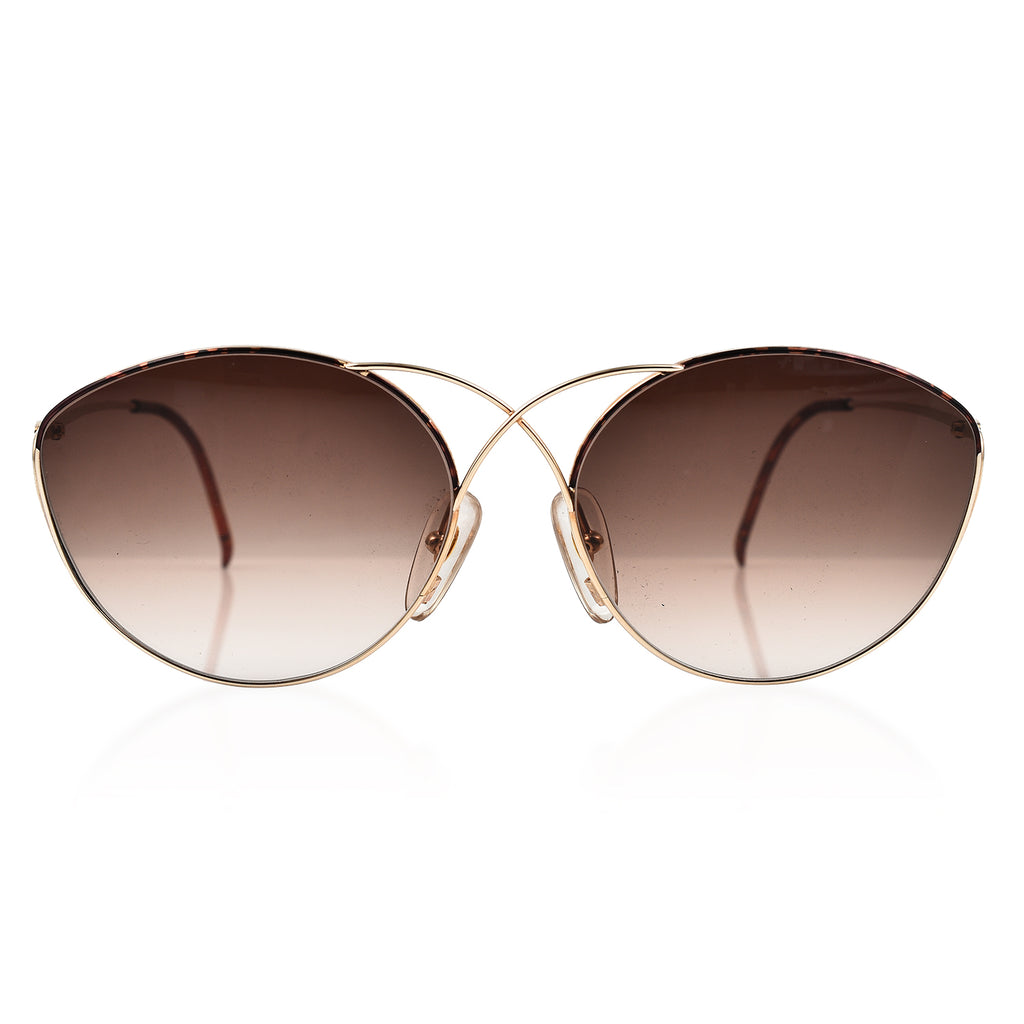 DIOR Ladies Rectangle Decorative Bridge Design Sunglasses - Gold_7546243