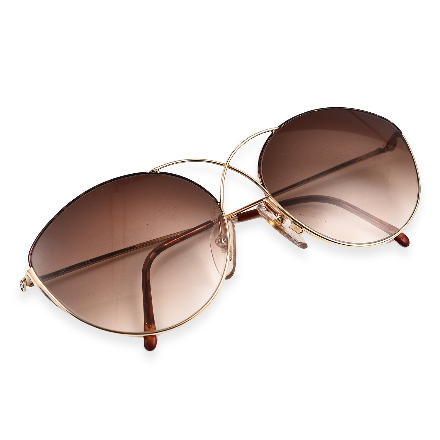 DIOR Ladies Rectangle Decorative Bridge Design Sunglasses - Gold_7546243_3