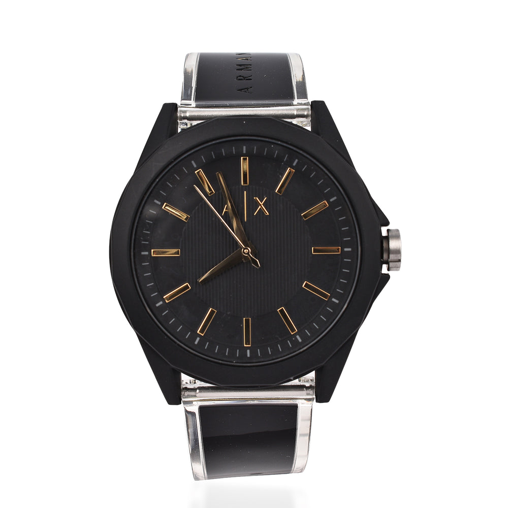 Closeout Deal - ARMANI EXCHANGE Gold Tone 3 Hand Analogue 50 ATM Water Resistant Watch -Black_7571409