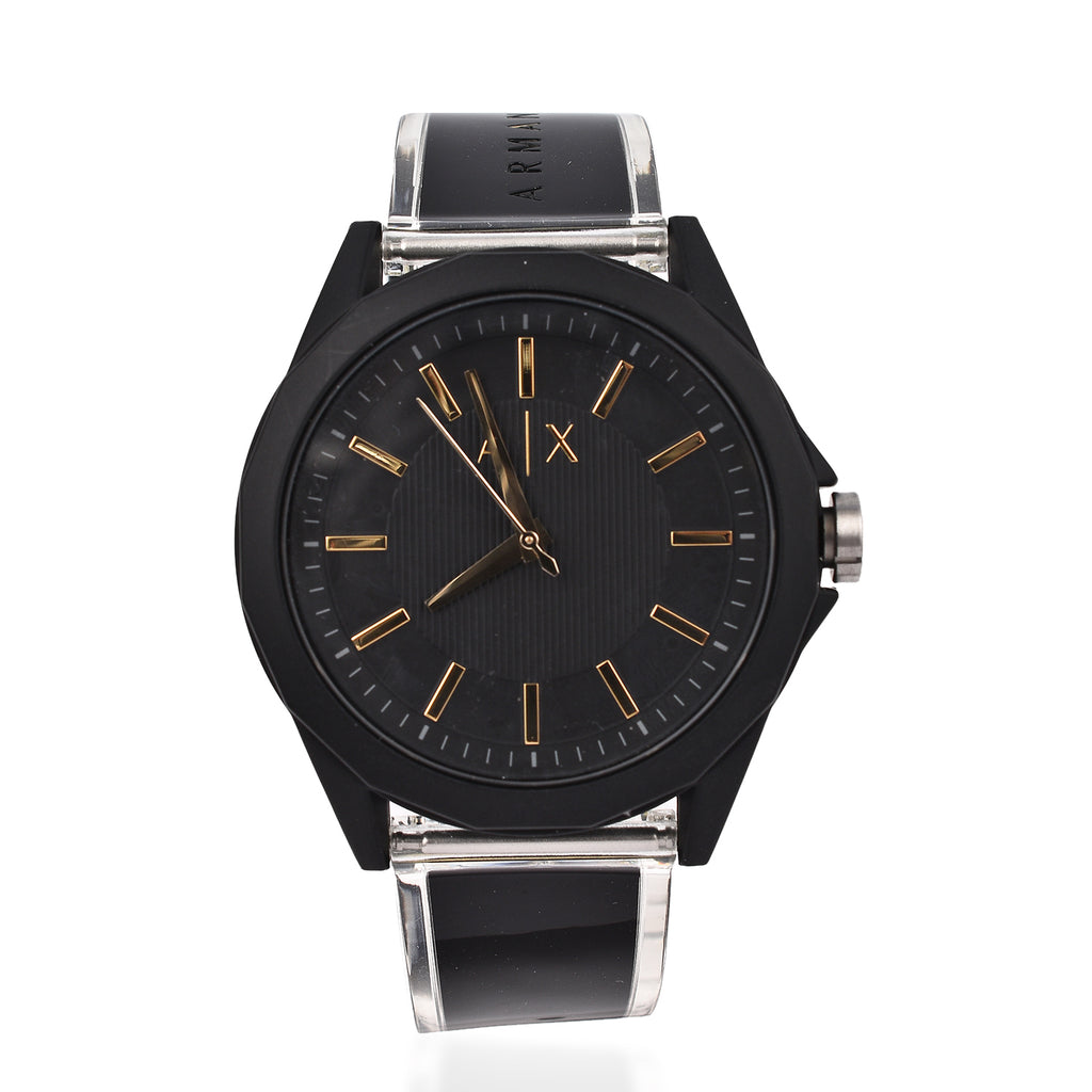 Closeout Deal - ARMANI EXCHANGE Gold Tone 3 Hand Analogue 50 ATM Water Resistant Watch -Black_7571409
