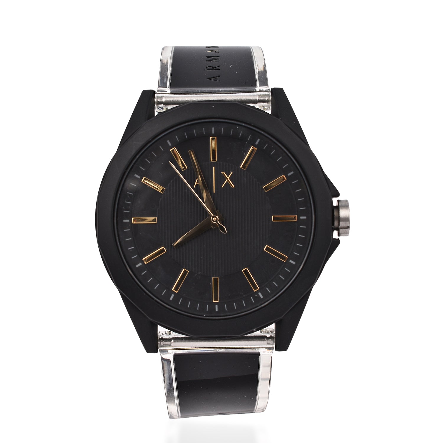 Closeout Deal - ARMANI EXCHANGE Gold Tone 3 Hand Analogue 50 ATM Water Resistant Watch -Black_7571409