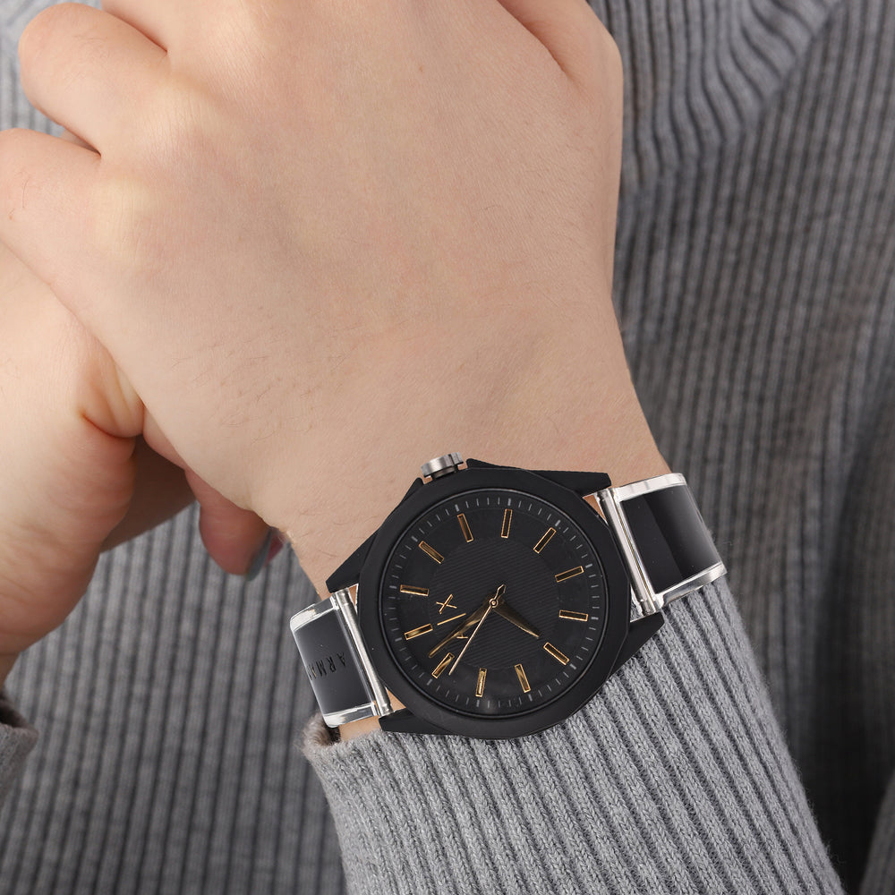 Closeout Deal - ARMANI EXCHANGE Gold Tone 3 Hand Analogue 50 ATM Water Resistant Watch -Black_7571409_1