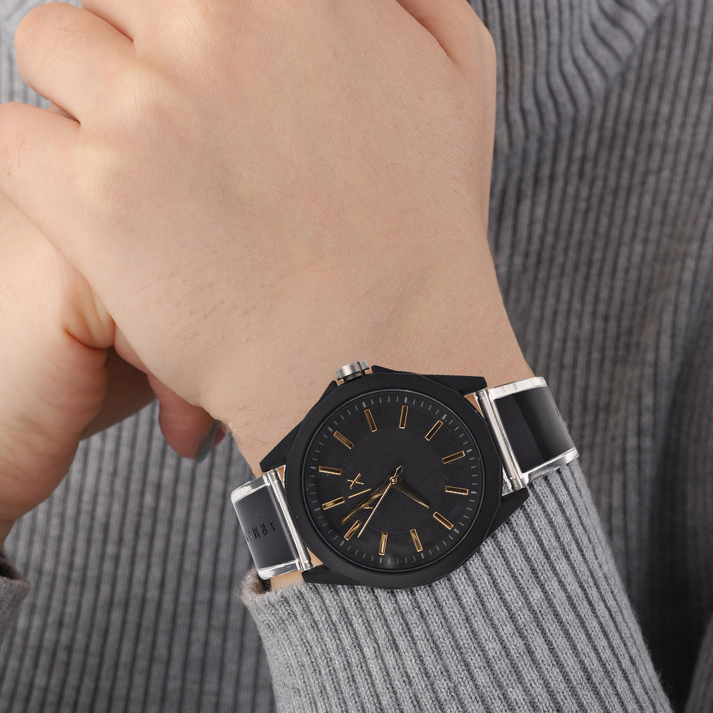 Closeout Deal - ARMANI EXCHANGE Gold Tone 3 Hand Analogue 50 ATM Water Resistant Watch -Black_7571409_1