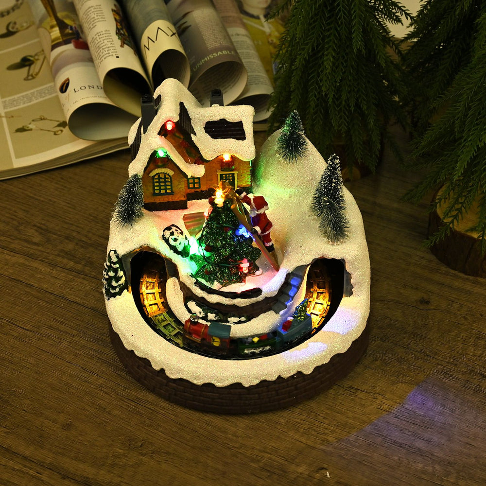 Christmas Village House & Moving Train Theme with LED Lighting & Music (3xAA Batteries,Not Included) - Size 20x20x16cm_7571858_1