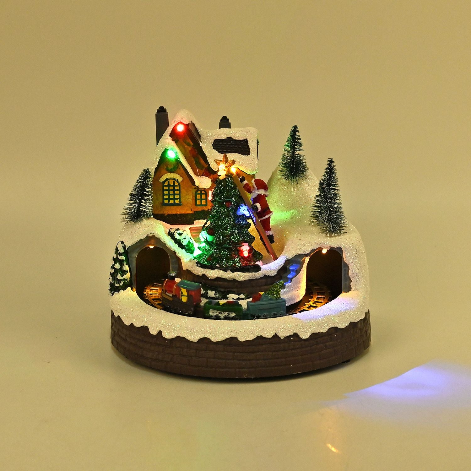 Christmas Village House & Moving Train Theme with LED Lighting & Music (3xAA Batteries,Not Included) - Size 20x20x16cm_7571858_2
