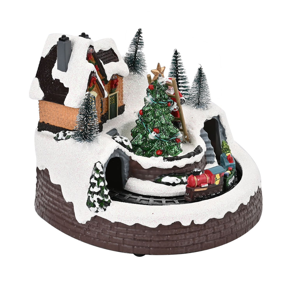 Christmas Village House & Moving Train Theme with LED Lighting & Music (3xAA Batteries,Not Included) - Size 20x20x16cm_7571858_3