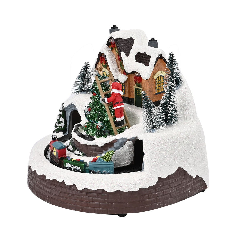 Christmas Village House & Moving Train Theme with LED Lighting & Music (3xAA Batteries,Not Included) - Size 20x20x16cm_7571858_6