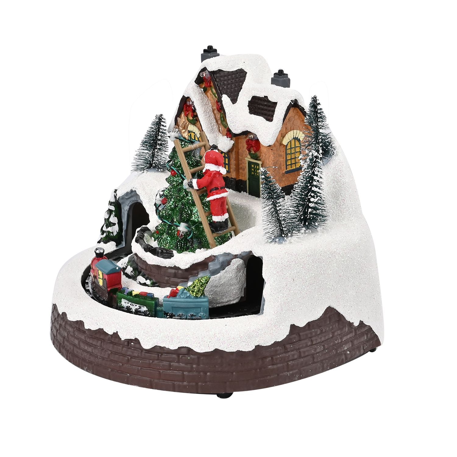Christmas Village House & Moving Train Theme with LED Lighting & Music (3xAA Batteries,Not Included) - Size 20x20x16cm_7571858_6