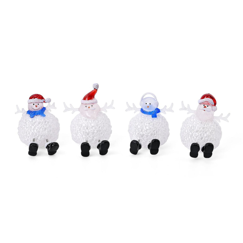 Set of 4 Battery Operated Lighted Santa Gnome Christmas Decor Lights, (Size: 7x7x8 cm)_7572219