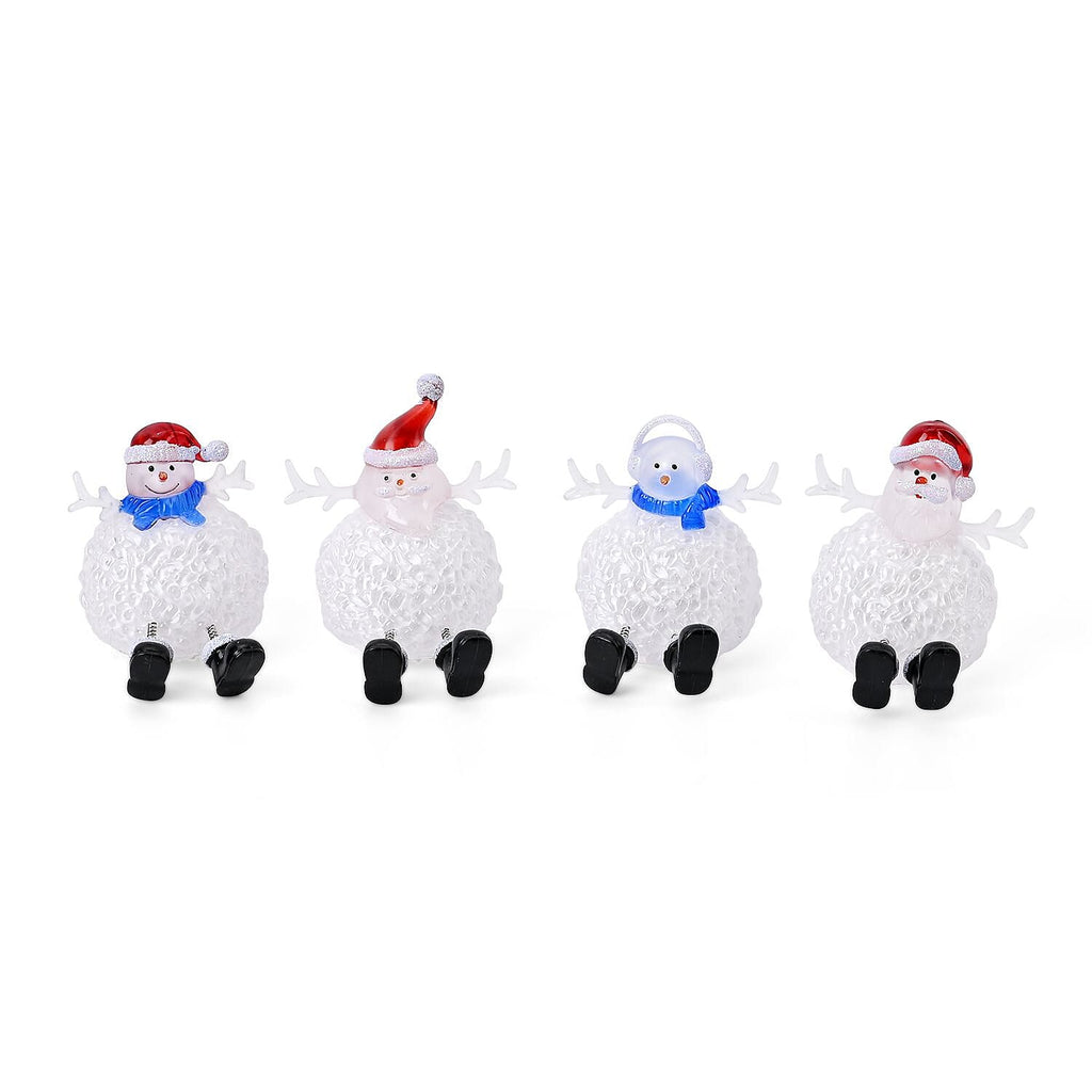 Set of 4 Battery Operated Lighted Santa Gnome Christmas Decor Lights, (Size: 7x7x8 cm)_7572219