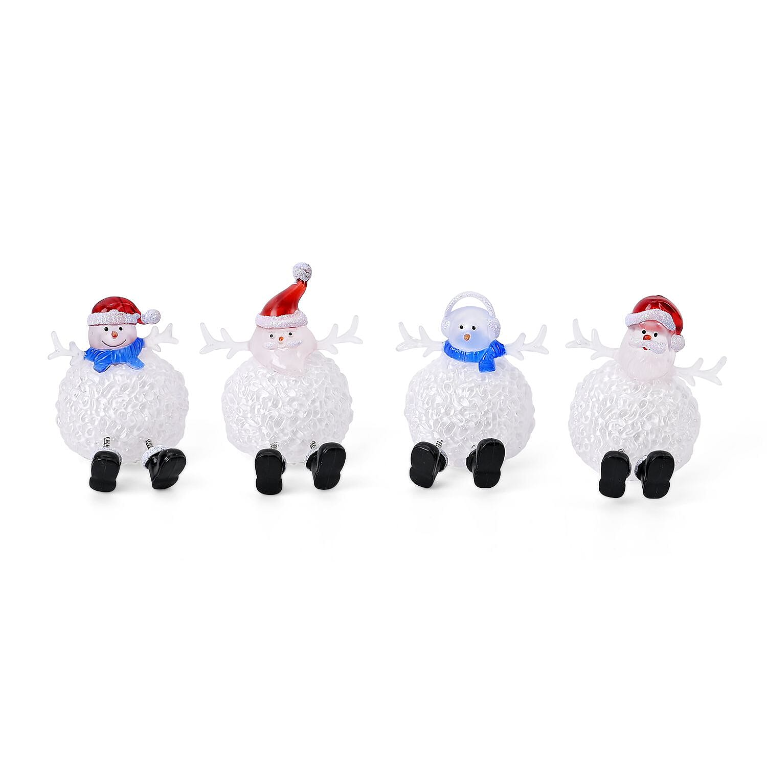 Set of 4 Battery Operated Lighted Santa Gnome Christmas Decor Lights, (Size: 7x7x8 cm)_7572219