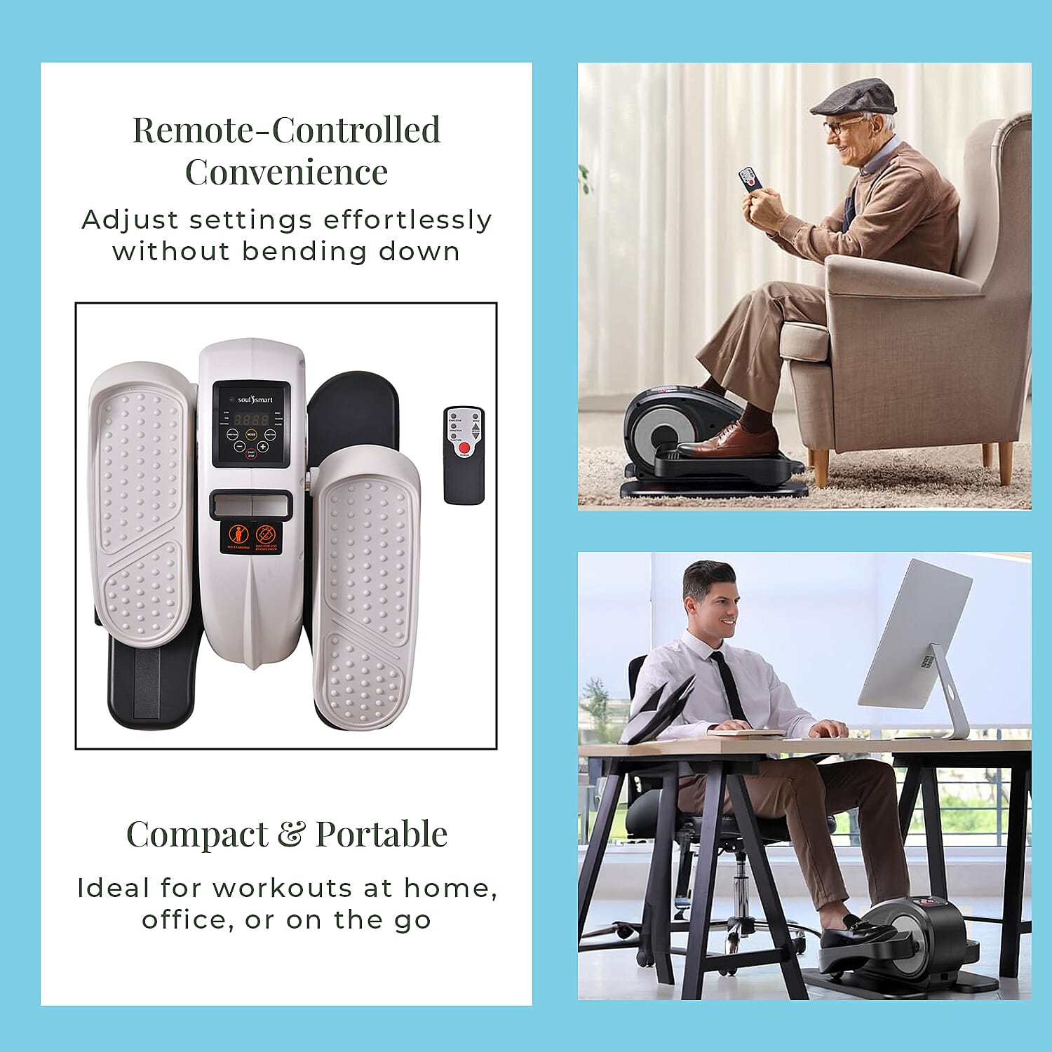 SoulSmart Electric Stepper With Elliptical Pair Belt - LCD Display - White - Black