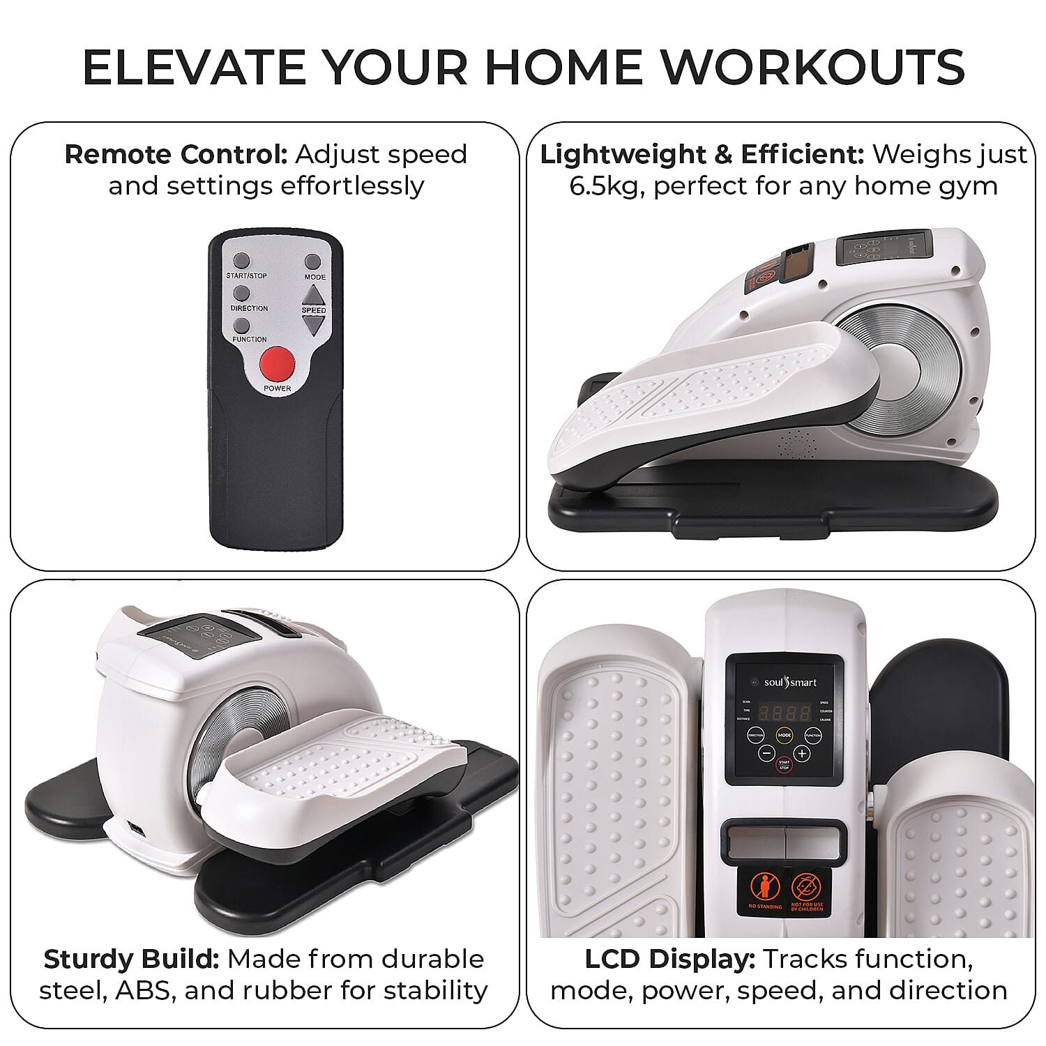 SoulSmart Electric Stepper With Elliptical Pair Belt - LCD Display - White - Black