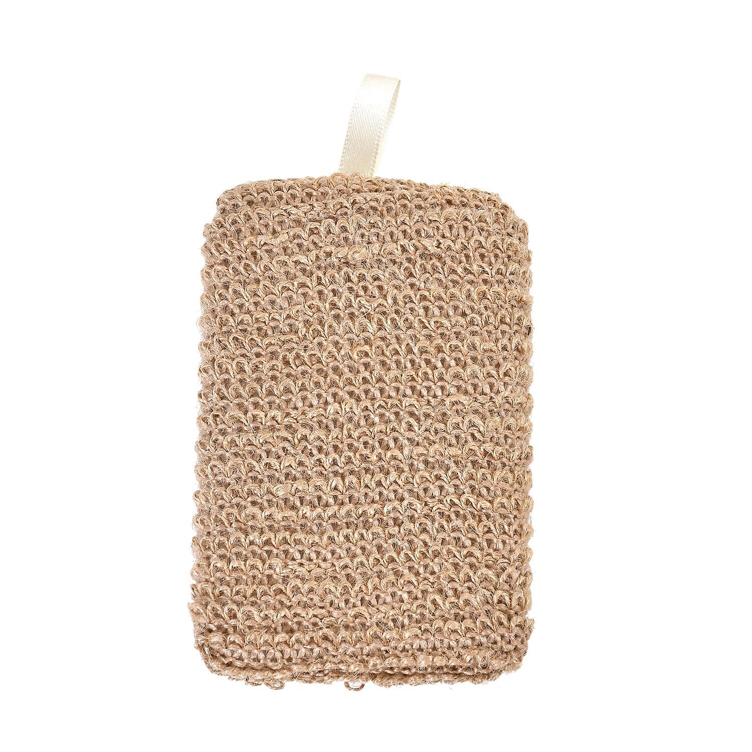 Set of 6 Eco Bath Accessories -  Incl. Face Brush, Foot Roller, mesh sponge, hemp bath belt, hemp bath sponge, pumice stone and white box.