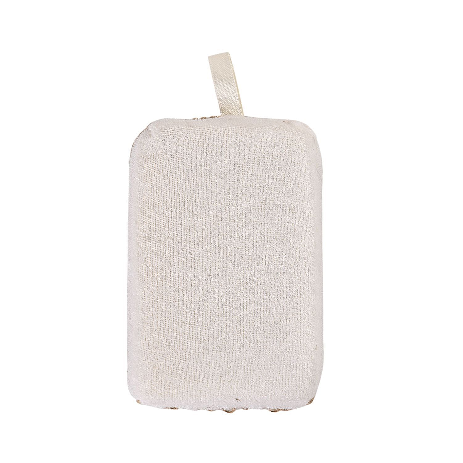 Set of 6 Eco Bath Accessories -  Incl. Face Brush, Foot Roller, mesh sponge, hemp bath belt, hemp bath sponge, pumice stone and white box.