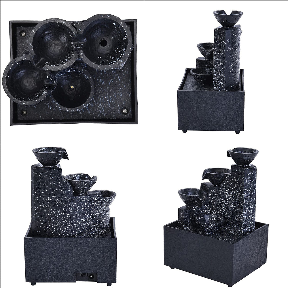 Four Cups Mini Water Fountain with LED Light (Size - 17x11x9cm)