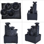 Four Cups Mini Water Fountain with LED Light (Size - 17x11x9cm)
