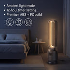 Energy Efficient 2-in-1 Ceramic Bladeless Heater with Fan Mode, 2 Heat Settings & Light Mode (1000W-2000W) With Remote