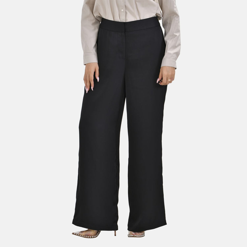 Soft Satin Wide Leg Trousers (Size 22) - Black_7592375_1