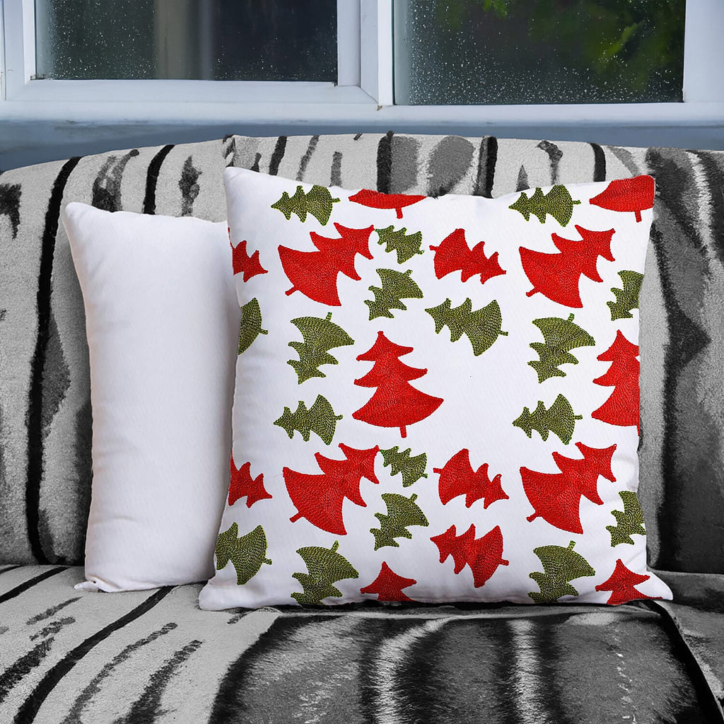 100% Cotton Towel Embroidery Soft Cushion Cover with Christmas Tree Pattern (45x45cm)_7594482_1
