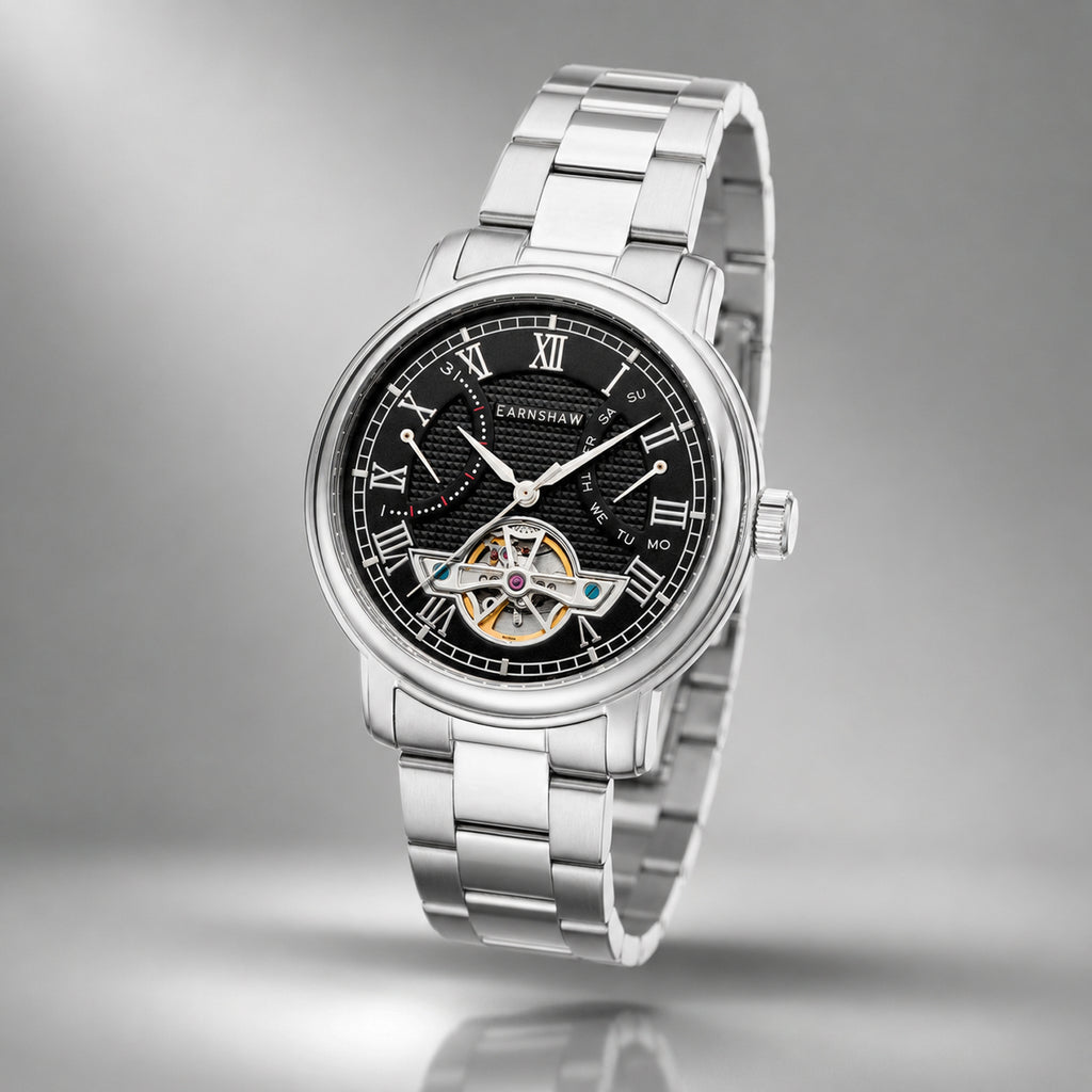 Thomas Earnshaw Longcase Double Retrograde Mens Automatic Mansfield 5 ATM Water Resistant Watch with Stainless Steel Bracelet_7594527