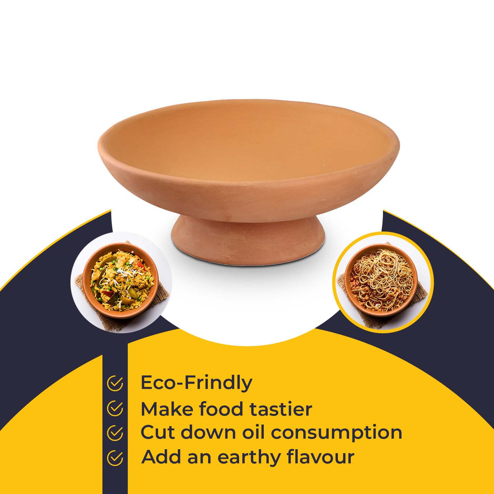 Handmade Terracotta Bowl With Stand (Size 25x10 Cm)_7597748_2
