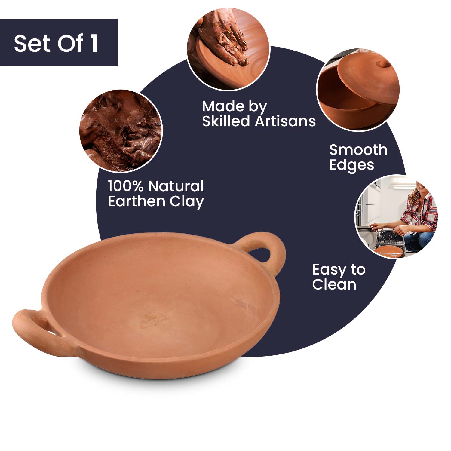 Handmade Terracotta Pan (Size 32x25x6 Cm)_7597782_3
