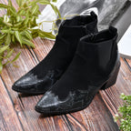 LA MAREY Snake Print Ankle Boots with Side Zipper (Size 3) - Black & Grey_7597830_2