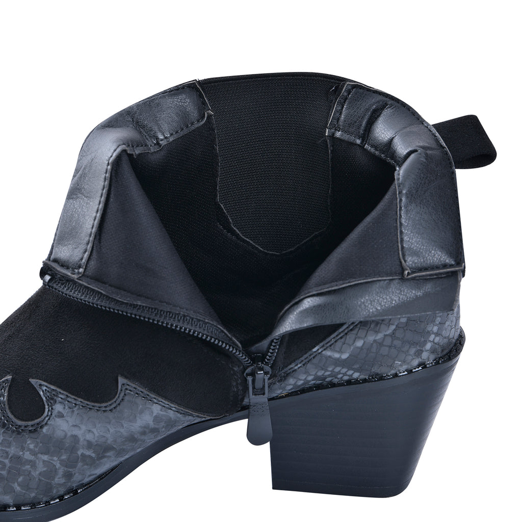 LA MAREY Snake Print Ankle Boots with Side Zipper (Size 7) - Black & Grey_7597834_6