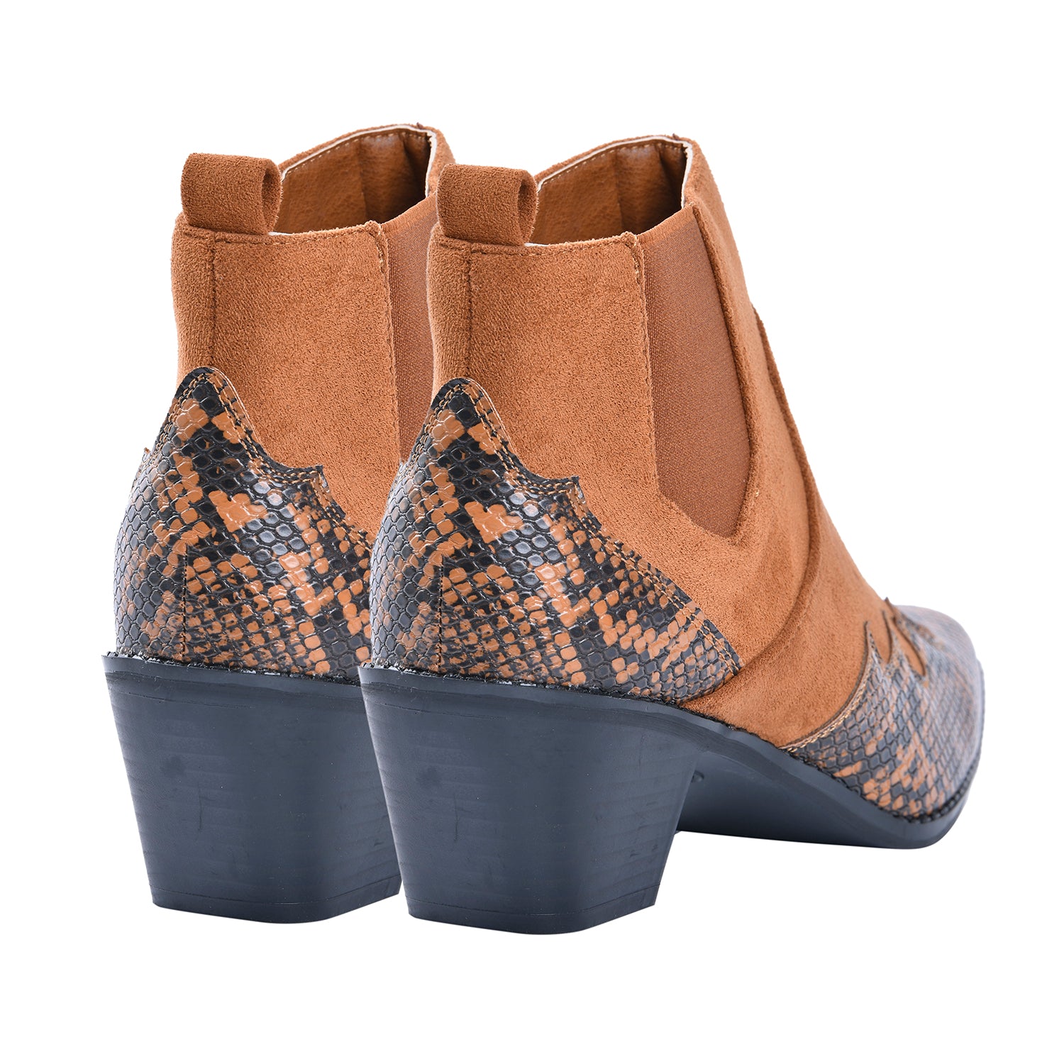 LA MAREY Snake Print Ankle Boots with Side Zipper (Size 8) - Camel_7597841_5