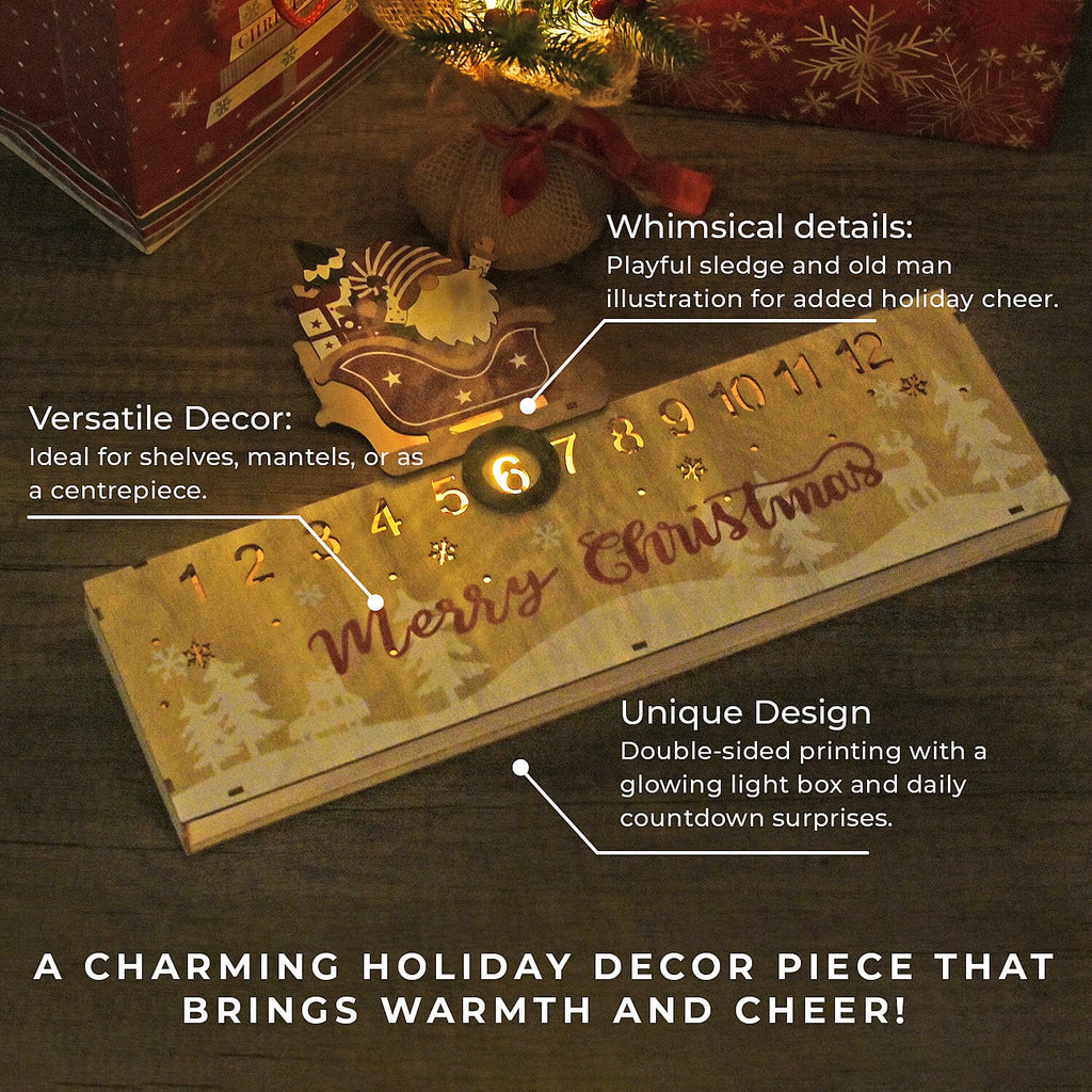 Double-Sided Colour Printing Plywood Calendar Light (Size 40x3x25 cm) - Multi