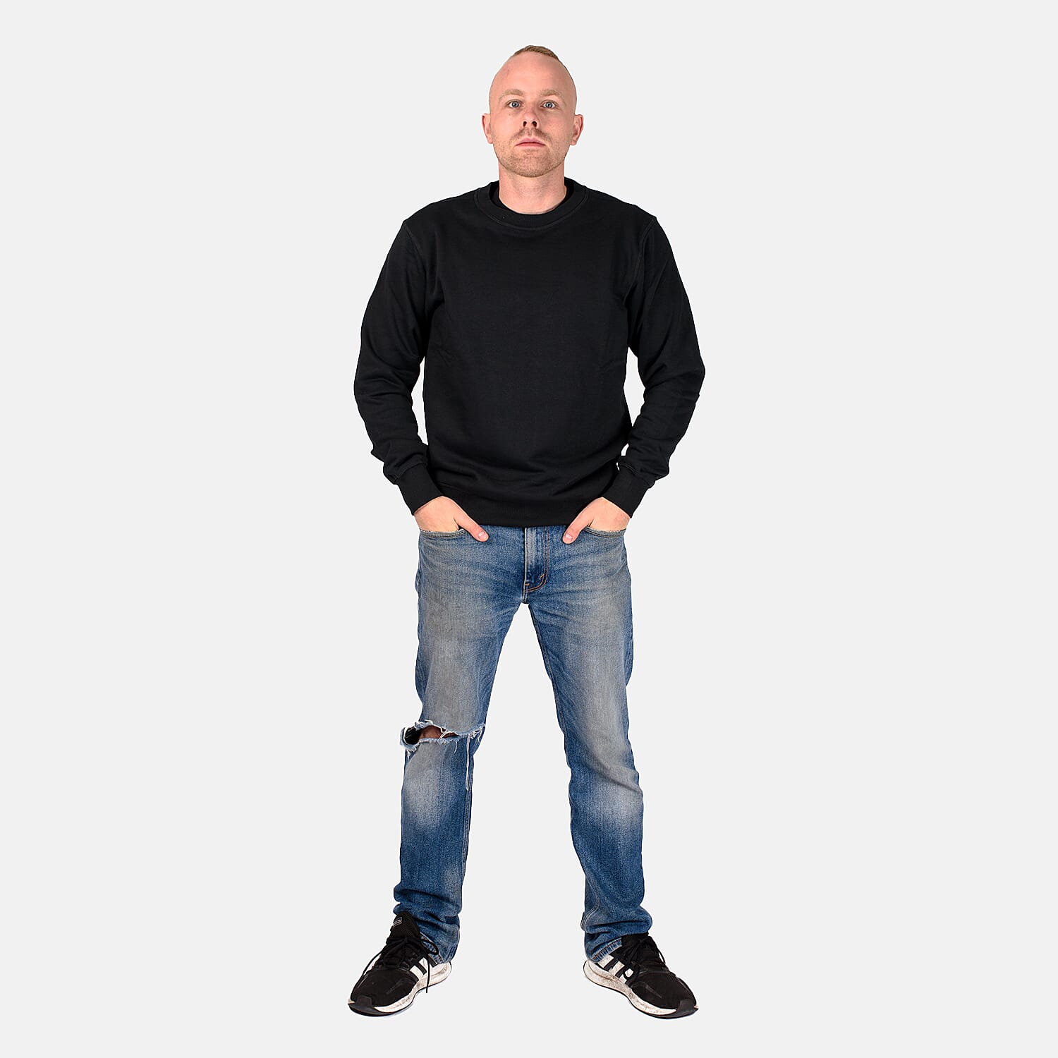 Mens Crew Neck Sweatshirt (Size L) - Black