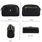 Set of 2 - 100% Genuine Leather Crossbody Bag & Card Wallet with RFID Protection - Black_7617214_3