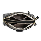 Set of 2 - 100% Genuine Leather Crossbody Bag & Card Wallet with RFID Protection - Black_7617214_5