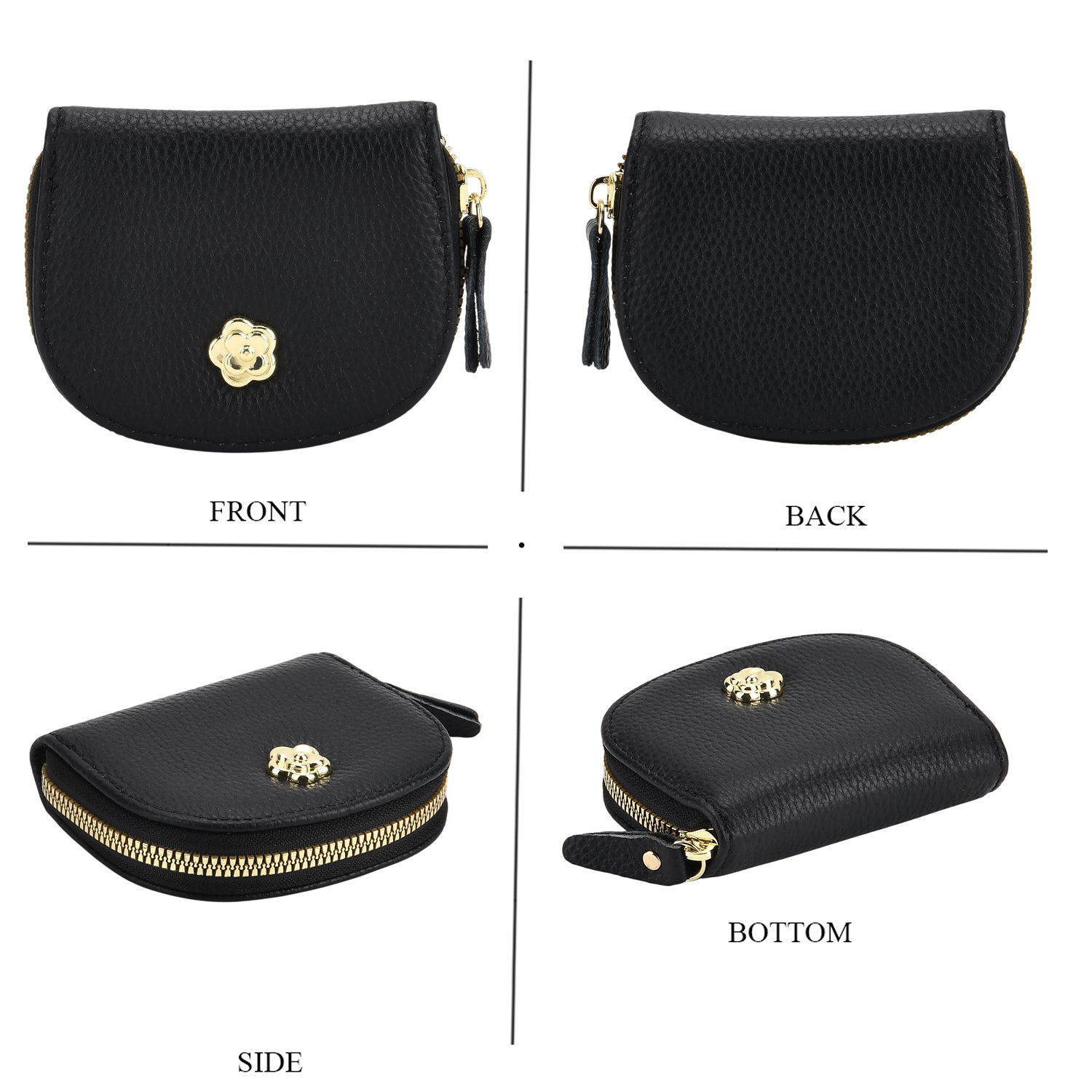 Set of 2 - 100% Genuine Leather Crossbody Bag & Card Wallet with RFID Protection - Black_7617214_6