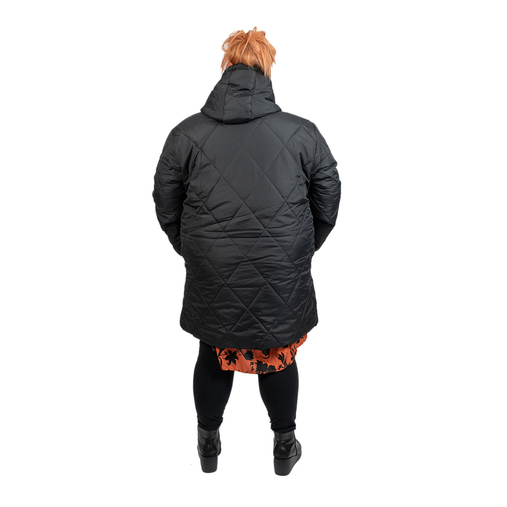 Closeout Deal Black Quilted Long Coat - Size 20_7633324_1
